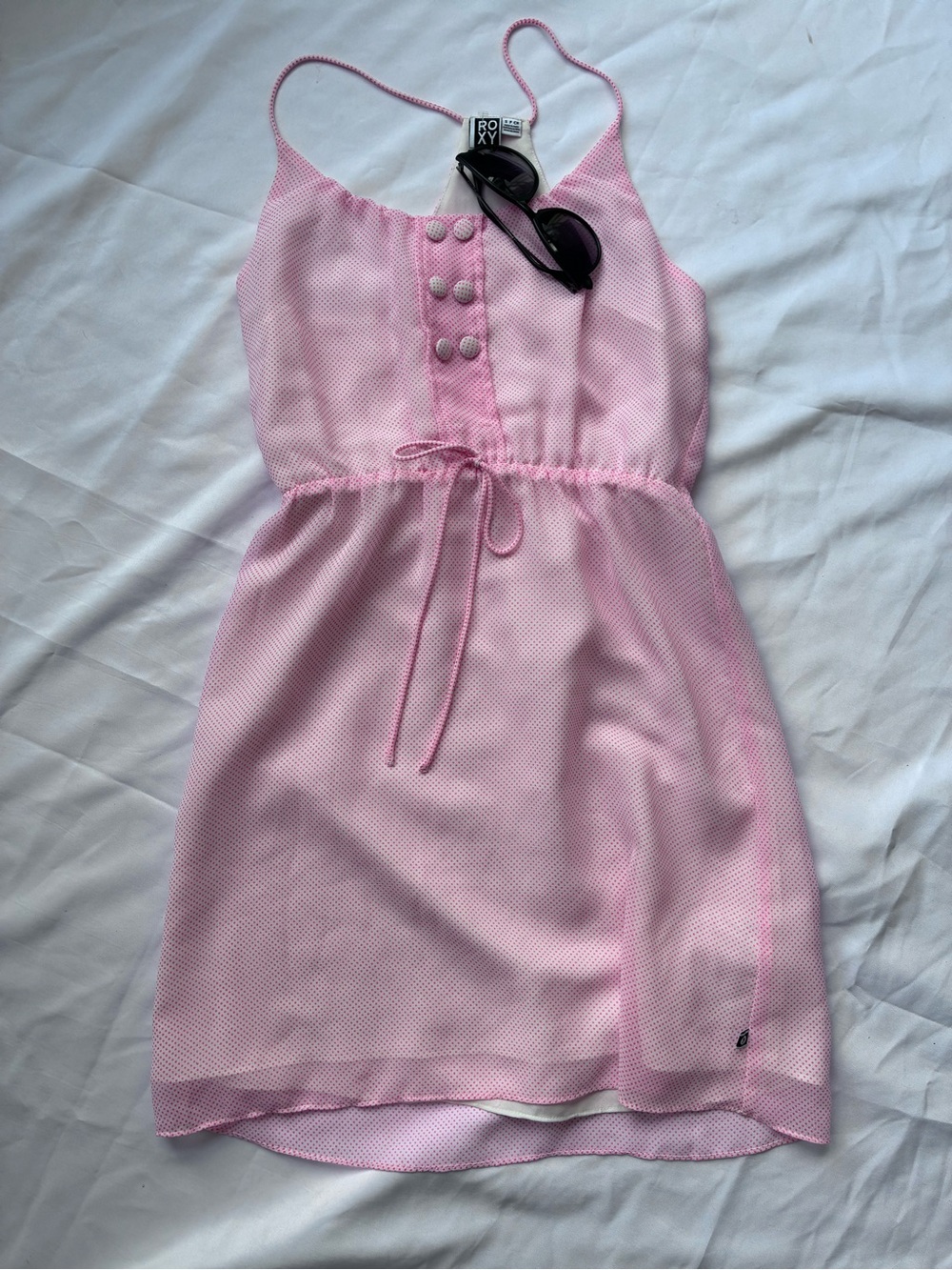 Roxy Pink Spaghetti-Strap Tie-Waist Summer Dress